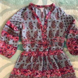 Rebecca Taylor Floral Silk Dress V neck